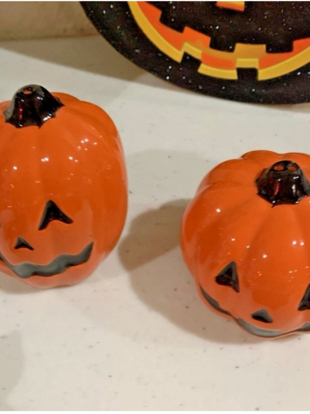 Ceramic Jack O’Lantern Salt & Pepper Shakers Halloween, Pumpkin